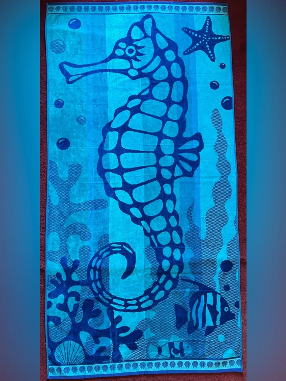 Blue Seahorse Beach Towel